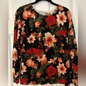 CeCe rose print, lightweight, sweater, size small.